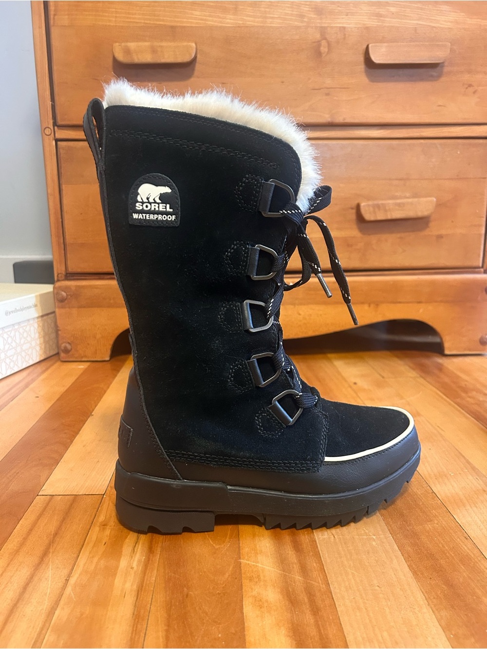Sorel Waterproof Black Winter Boot with Faux Fur Trim